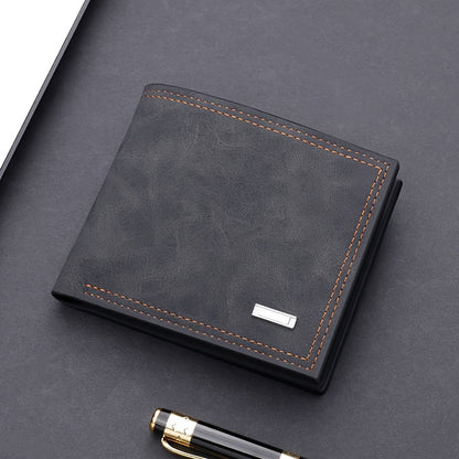 Men's PU leather wallet with coin purse, card slots, and large capacity cash holder. Great gift for men.