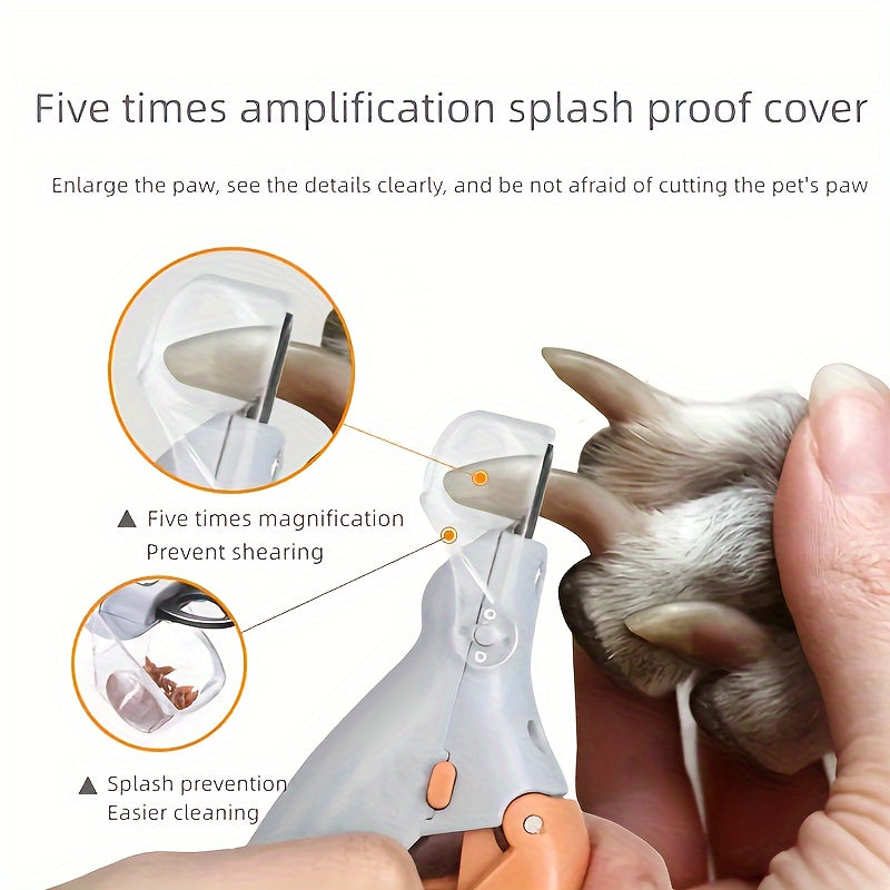 Pet nail grinder with LED light for grooming cat and dog paws.