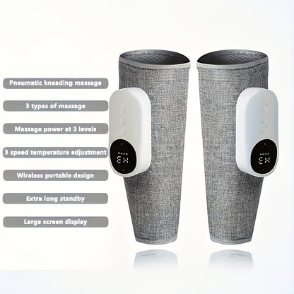 1pc/2pcs Air Compression Leg Massager with Heat, USB Rechargeable, 3 Intensity Levels, 3 Heat Settings, Portable Wireless Calf Massager.