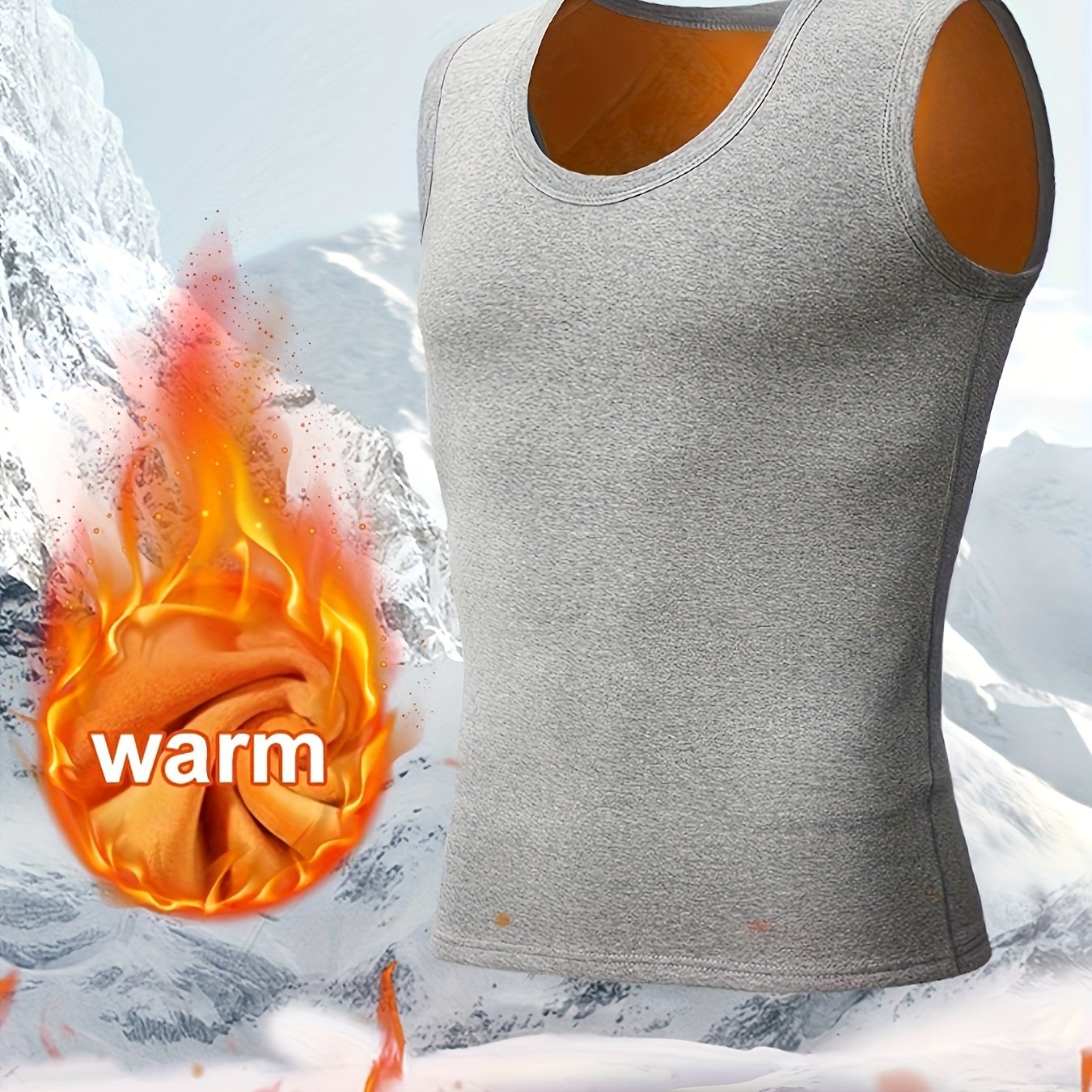 Men's windproof, slim fit thermal tank top for outdoor activities in fall/winter.