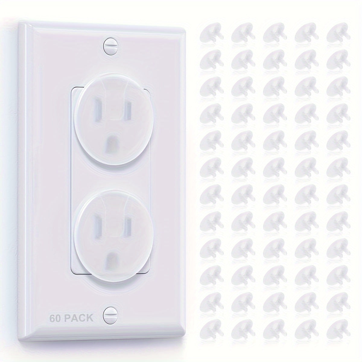 Set of 60 Transparent US Outlet Covers for Childproofing, Long-lasting Electric Socket Protectors, Perfect Gift for Families