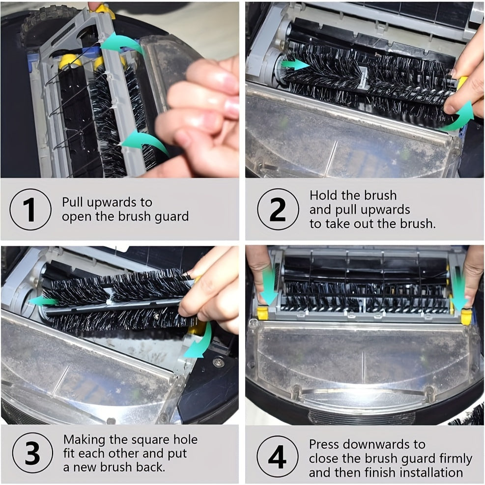 Robot Vacuum Cleaner For IRobot 600 Series (676, 694, 675, 692, 695, 677, 671, 655, 645, 690, 680, 660, 650, 620, 614) & 500 Series (595, 585, 564) - 4pcs, Includes 2 Bristles And 2 Mixing Brushes