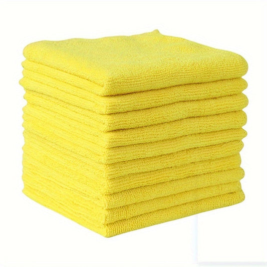 Pack of microfiber cleaning cloths made of woven polyester for a streak-free shine on various surfaces indoors and outdoors. These super absorbent towels are perfect for use in the bathroom, kitchen, patio, and more. Makes a great gift for Christmas or