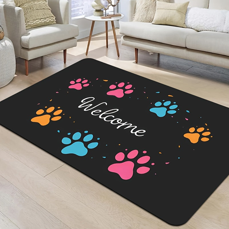 Introducing the Paw Print Gaming Room Rug - 8mm Thick, Easy to Clean, Great for Any Room in the House!