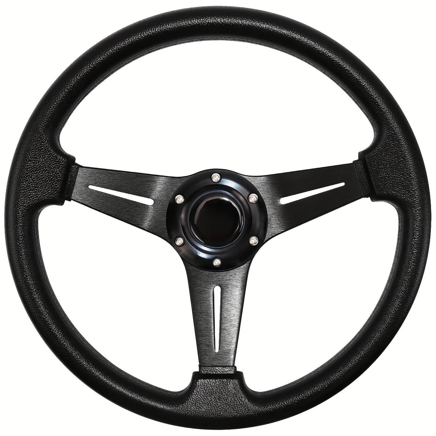 Purple 14-inch steering wheel with aluminum frame for cars, golf carts, and sightseeing vehicles. Stylish, durable, comfortable grip.