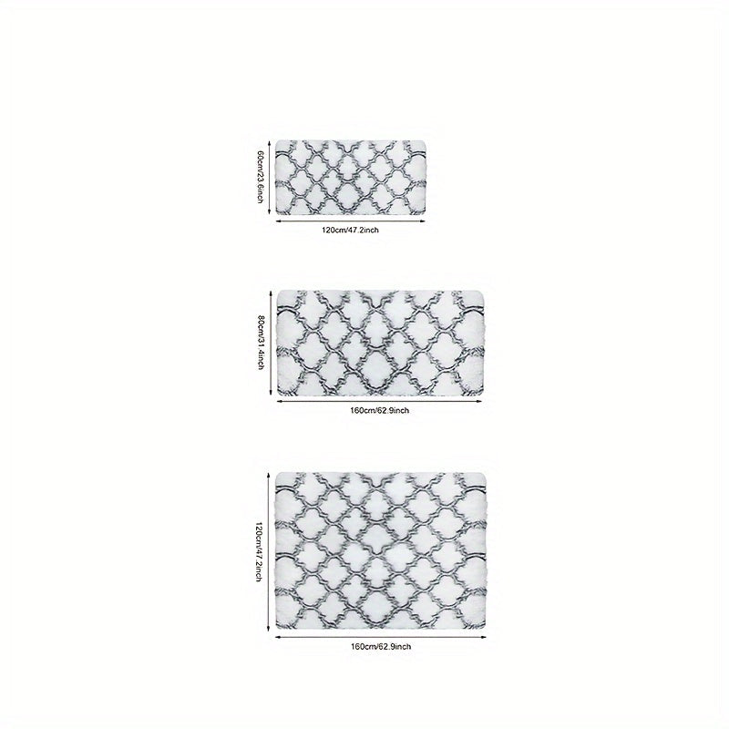 Elevate Your Home Decor with a Stylish Checkered Design Rug. This Chic Grey and White Floor Mat is Perfect for the Living Room, Bedroom or Bathroom. Its Anti-skid Pad ensures Safety and Stability. Add a Touch of Aesthetic Charm to Your Home with this