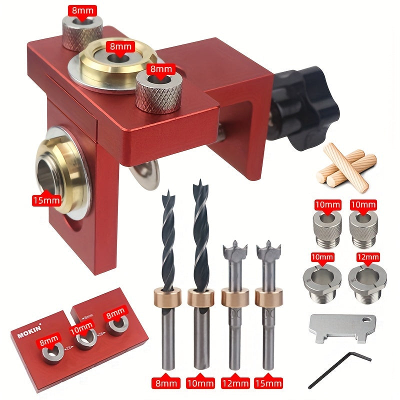 1pc Woodworking 3 in 1 Doweling Jig Kit for Furniture Connecting Hole Puncher Tools.