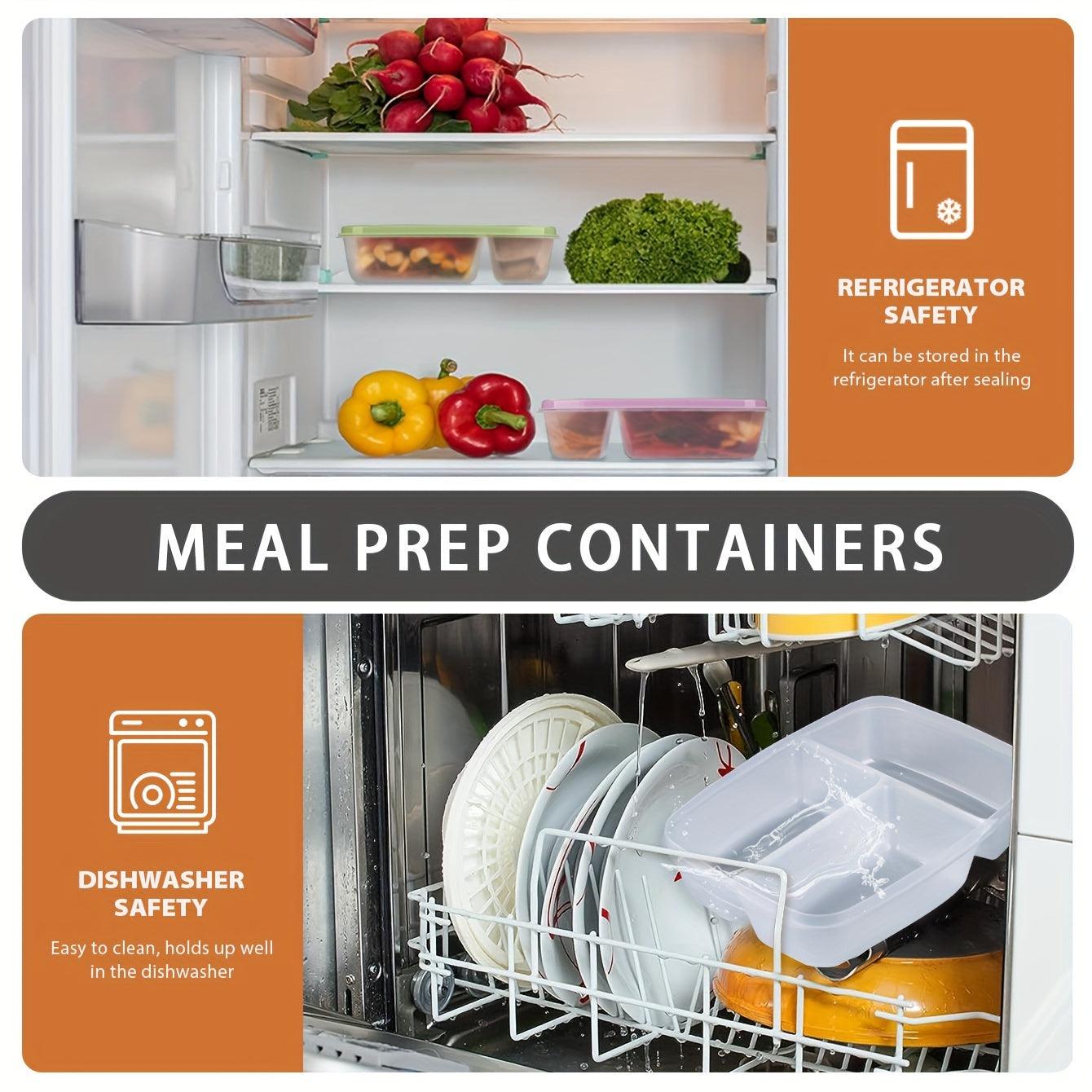 Set of 1 Meal Prep Containers with 3 Compartments - Perfect for Portioning Food at Work, School, Picnics, and more. Ideal for Casseroles, Lasagna, Baked goods, and more!