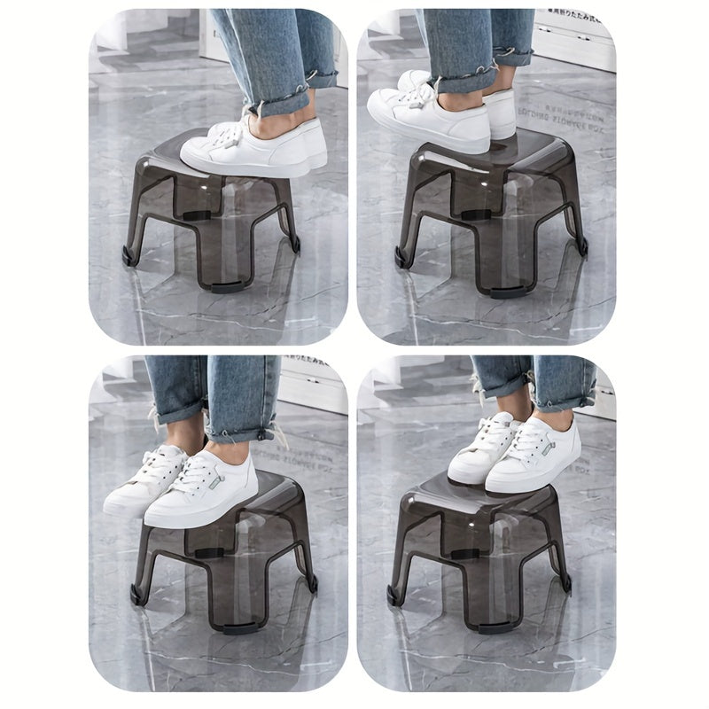 Stylish and durable small board stool, perfect for kitchen, bathroom, or bedroom. This non-slip stool is stackable and firm, ideal for various uses such as a bath chair or shoe changing stool. Made with thickened material, this stool is perfect for