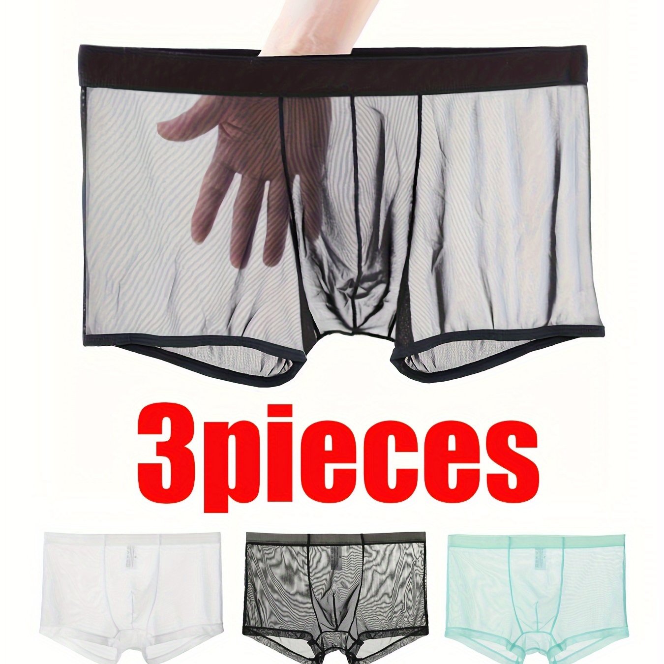 3 transparent mesh men's flat angle underwear pieces