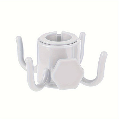 White 1pc plastic beach umbrella hanging hook with 4 prongs.