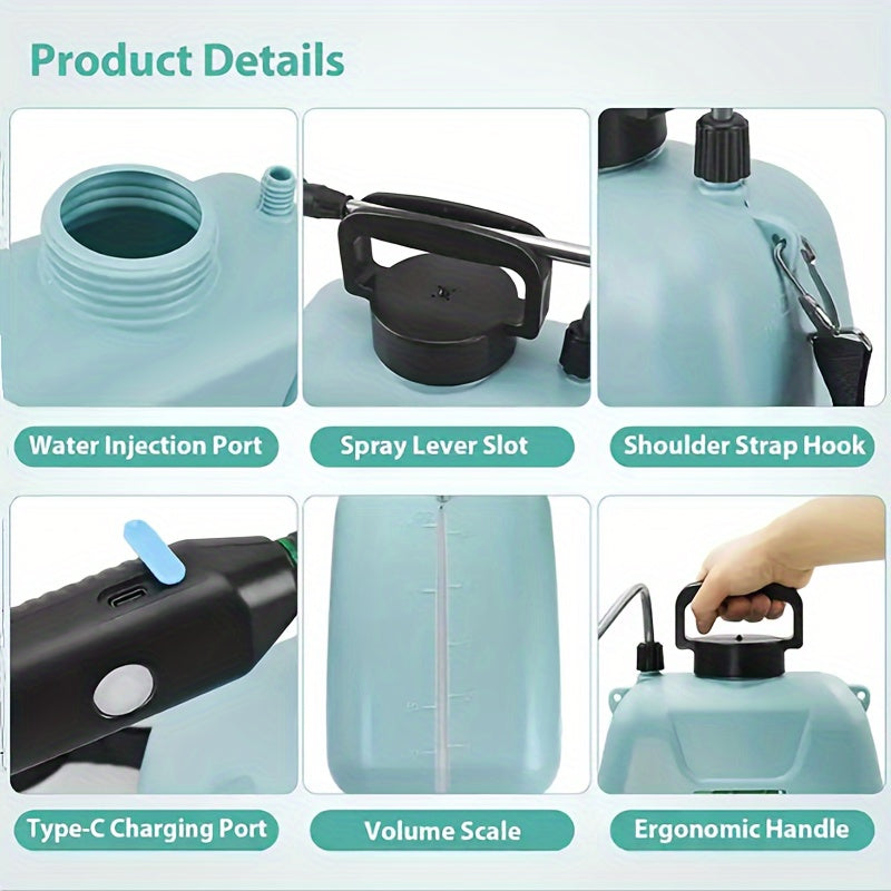 1 electric watering device for household garden tools with 8 liters capacity, including 3 nozzles.