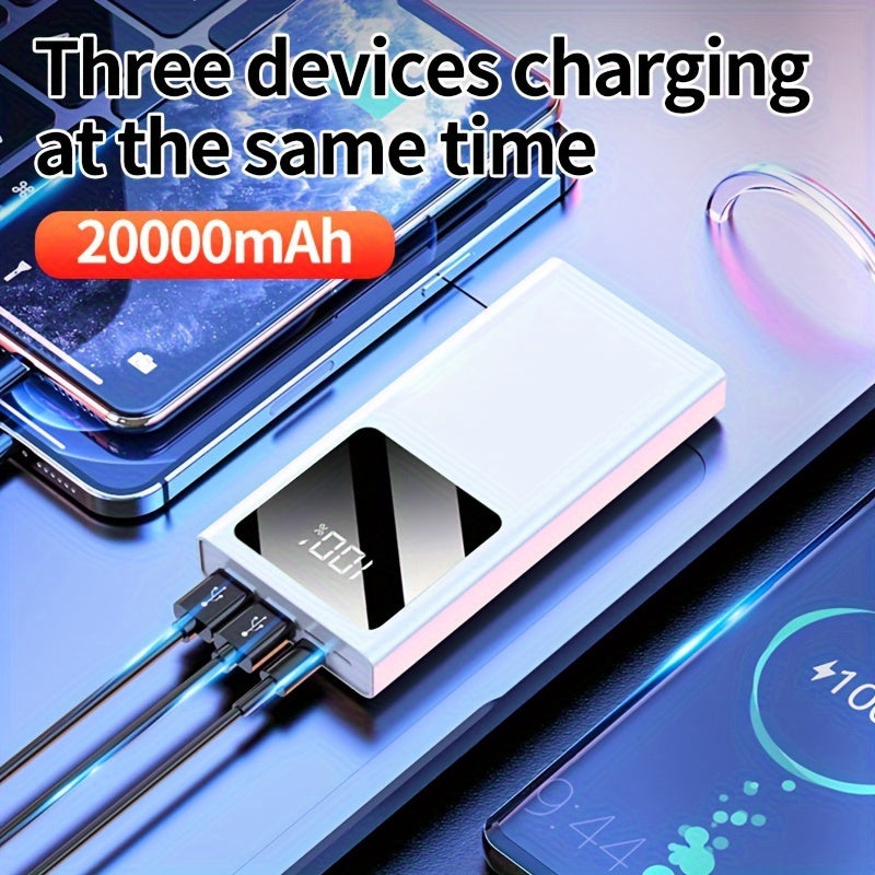 1pc PowerPlus 20000mAh Portable Power Bank with 22.5W PD Fast Charging, LED Light, Power Indicator, USB Type-C, Dual Power Mode, Rechargeable Lithium Polymer Battery, Universal Charger.