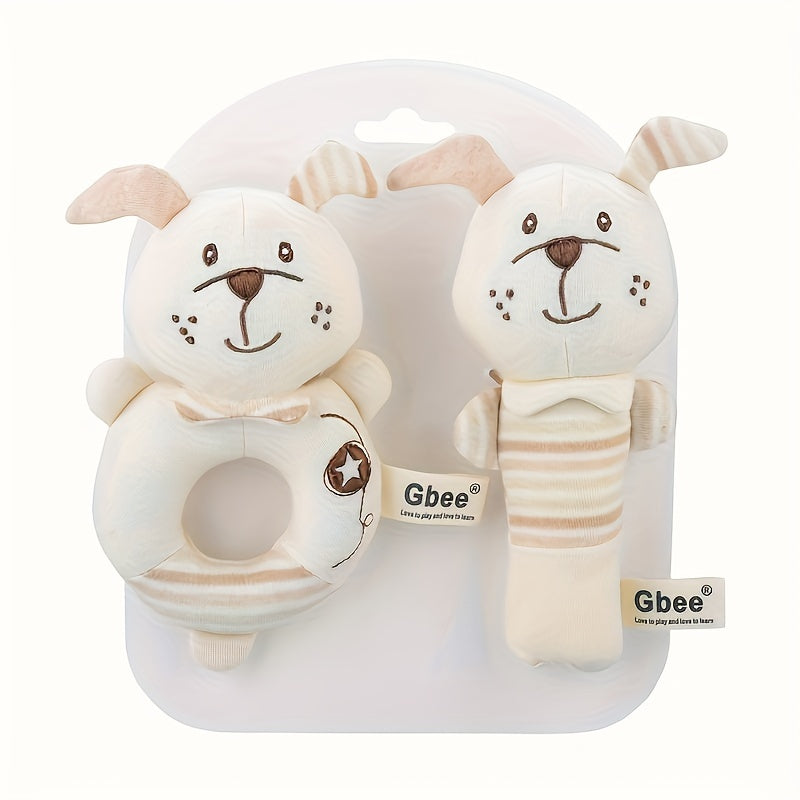 Animal-themed hand-ring bell toy for soothing and grasping training.