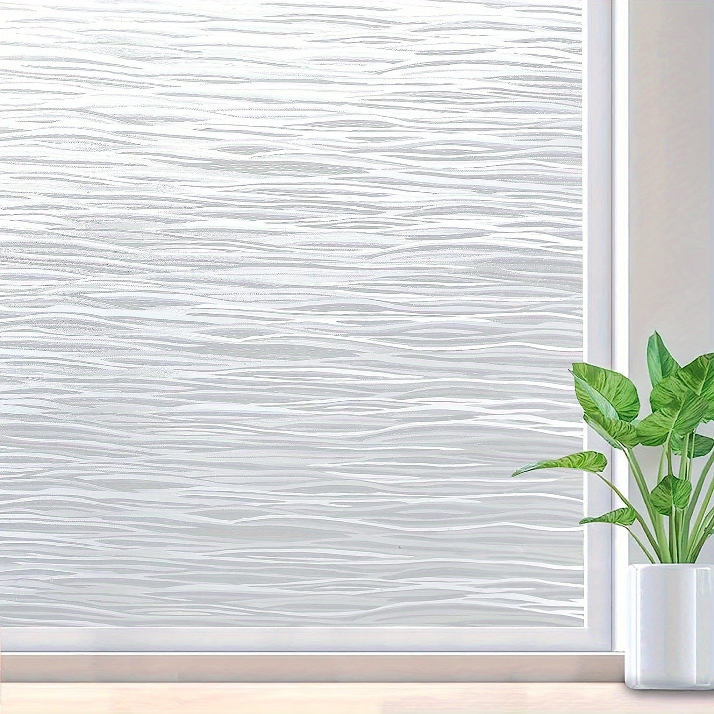 Frosted glass window film for one window, removable vinyl covering that blocks UV rays. Self-static cling, non-adhesive sticker for home, bathroom, or living room decor.