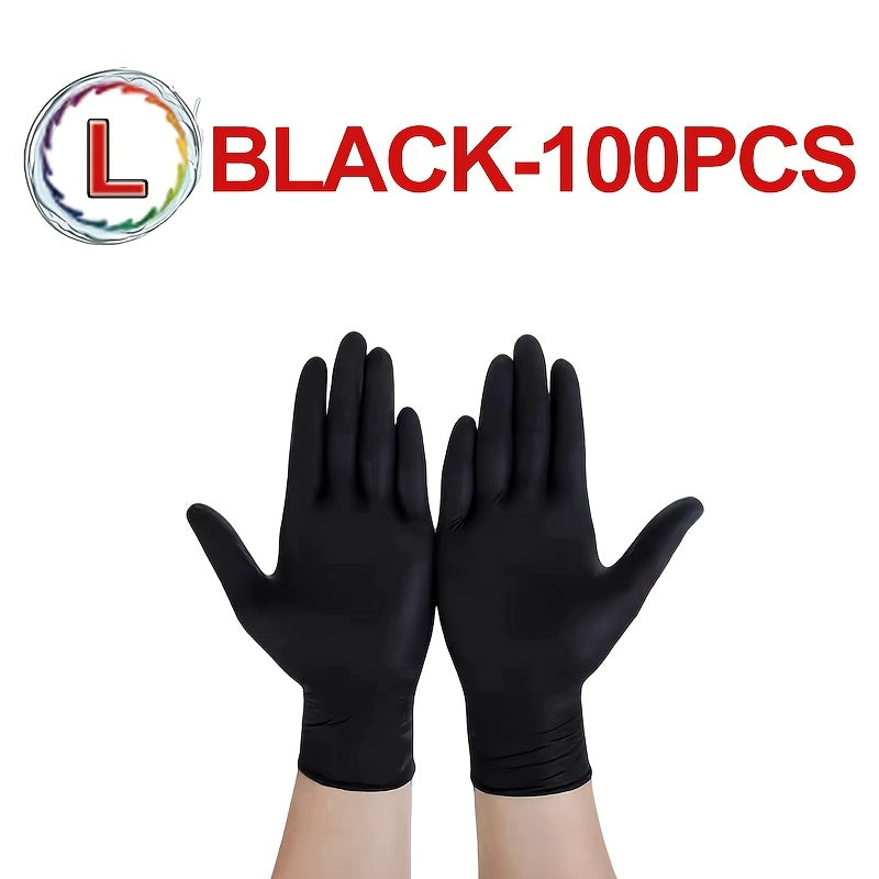 Get a pack of black disposable nitrile gloves in sets of 100, 50, or 20 pieces. These gloves are perfect for a variety of tasks such as kitchen dishwashing, cleaning, tattooing, working in hotels, hair salons, and pet care. They are essential tools for