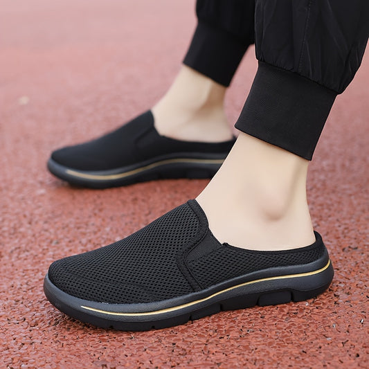 Breathable hollow out mules for plus size men, with soft durable sole for summer comfort.