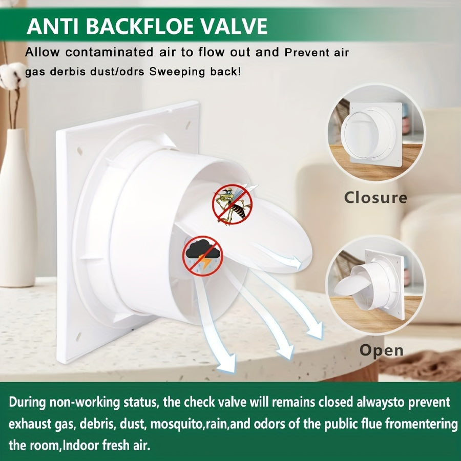 6-Inch European Standard Household Exhaust Fan with Backflow Prevention and Insect-Proof Design, Ideal for Indoor Ventilation in Kitchens, Bathrooms, Pet Rooms, and More.