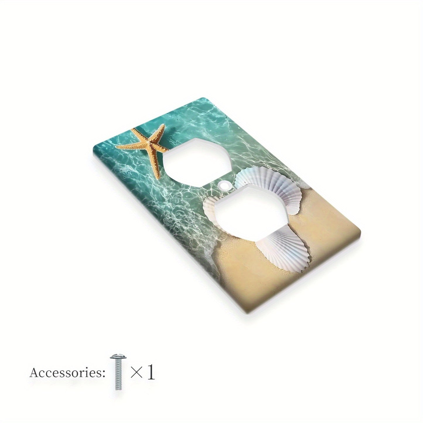 Beach shell starfish wall plate, decorative light switch cover, easy to clean, for indoor/outdoor use.