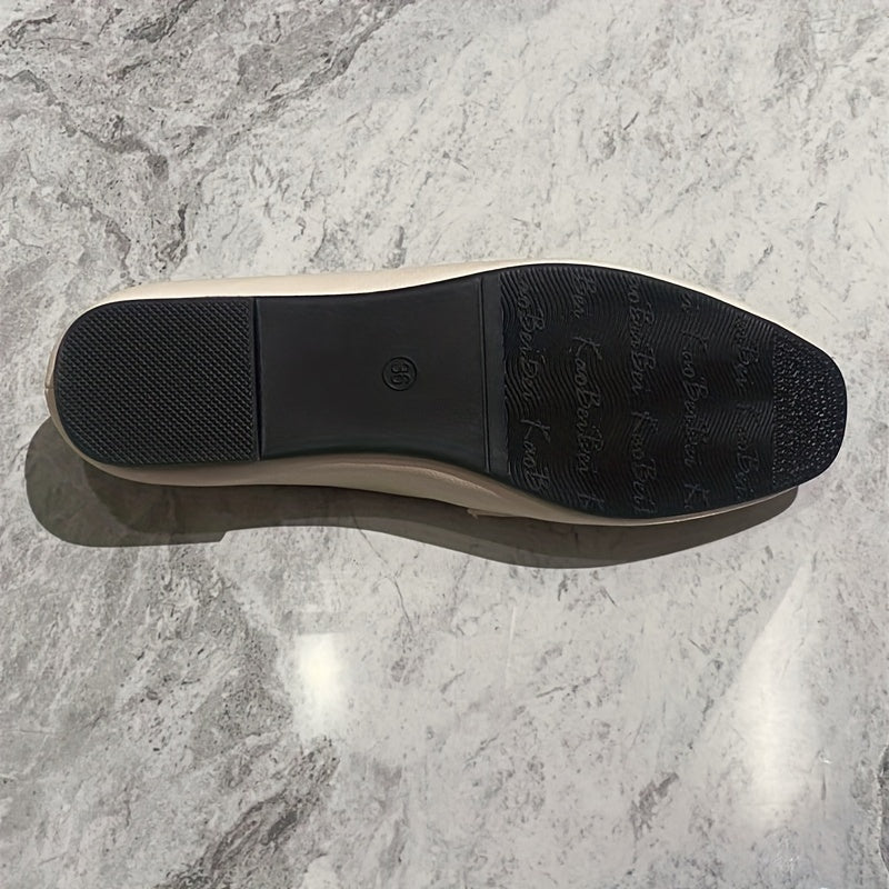 Zamonaviy Ayollar uchun Slip-On Loaferlar - Kvadrat Boshli, Yengil Tekis Poyabzal, Bir Rangda