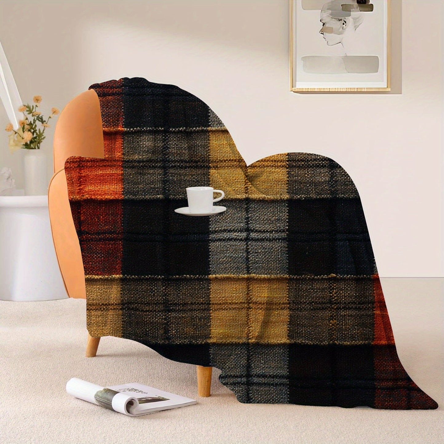 Stay cozy and stylish with our Digital Print Trendy Art Plaid Fleece Throw Blanket. This all-season warm comfort bed cover is perfect for a variety of uses, from snuggling up at home to keeping warm while camping or traveling. It also makes a great gift