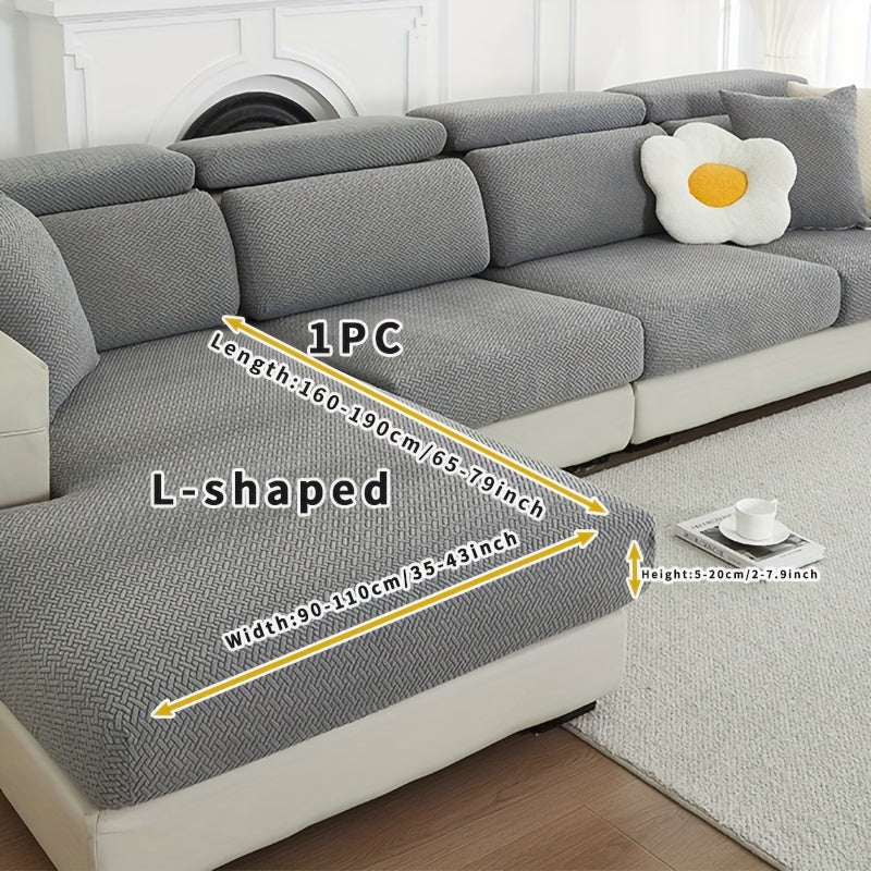 Gray fleece sofa cover suitable for all seasons, elastic and protective for home use.