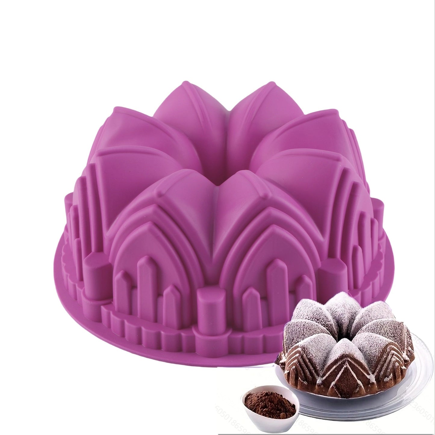 DIY Homemade Cake Making Bakeware: Silicone Cake Mold in Flower Crown Shape, 1pc Large Castle Cake Pan measuring 21.69cm X 8.51cm for Bread Toast Baking Mould.