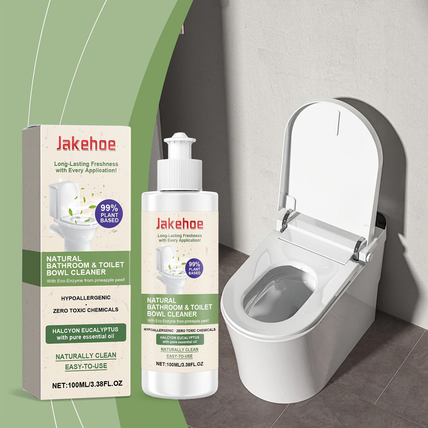 Jakehoe Toilet Bowl Cleaner is a hypoallergenic, residue-free solution in liquid form. With a capacity of less than 1 liter (100ml/3.38fl oz), this gentle formula contains sodium bicarbonate that effectively freshens odors and is safe for use on ceramic