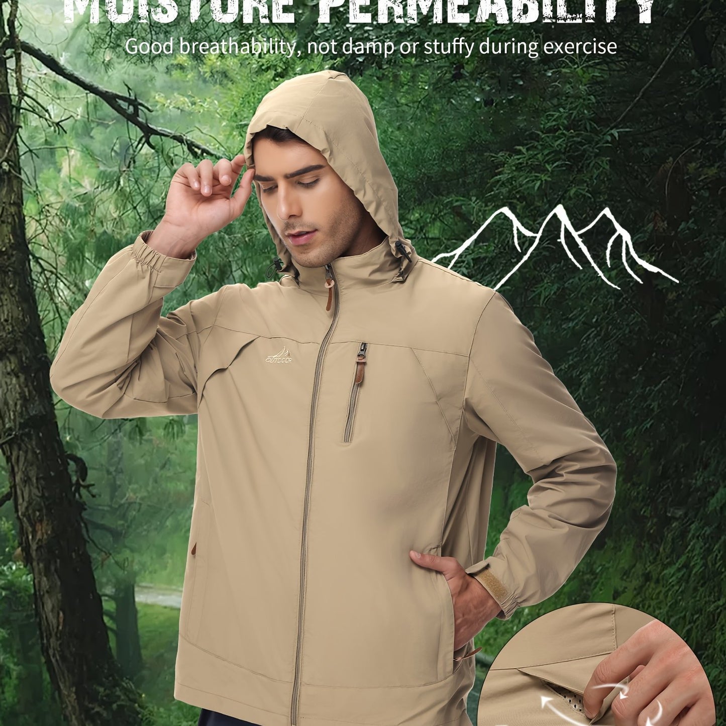 Men's Windproof Hooded Windbreaker Jacket