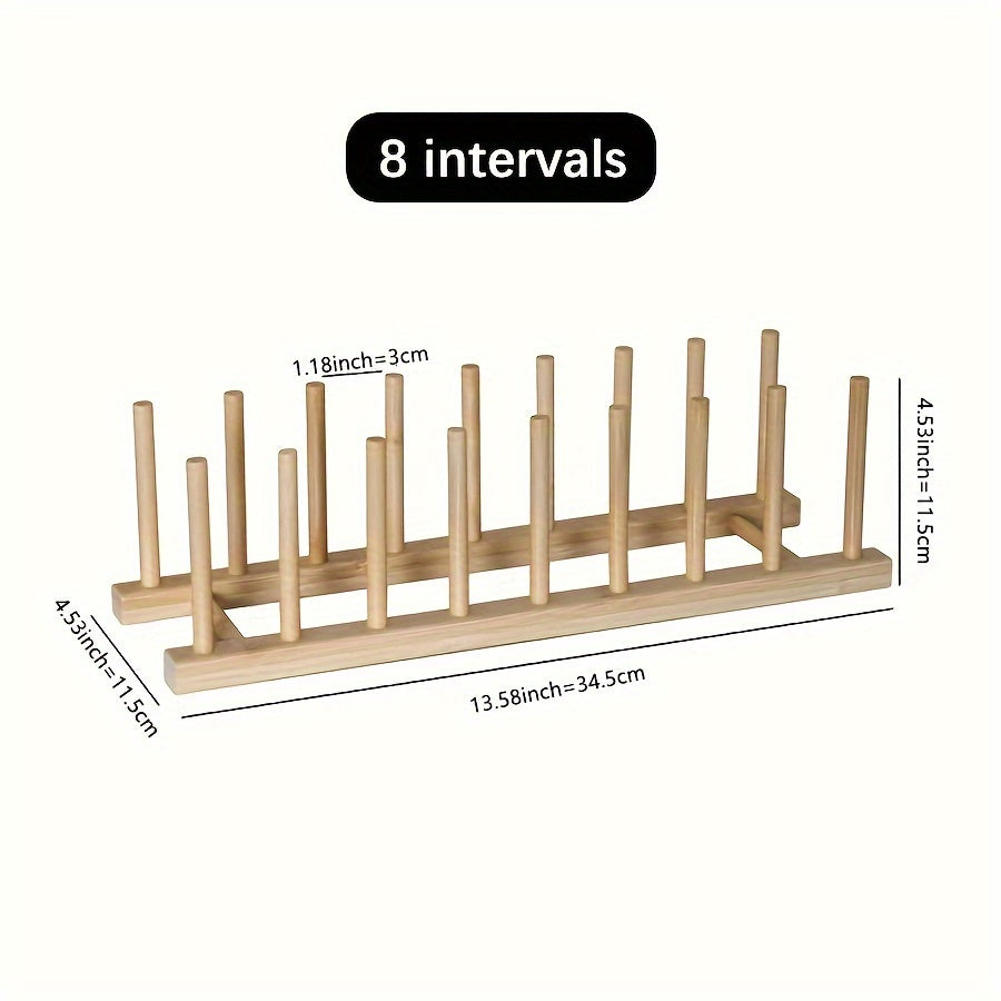 Bamboo Wooden Plate Rack for Kitchen Storage and Organization - Ideal for Dishes, Plates, Bowls, Cups, Pot Lids, Cutting Boards, and More! Can also be used as a Drying Rack, Bookshelf, or Home Kitchen Supply Organizer.