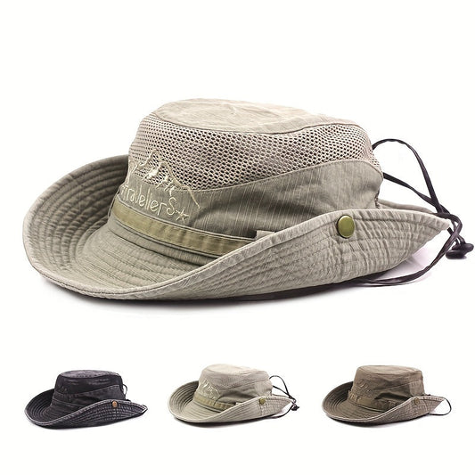 Stay Cool and Protected with this Men's Breathable Mesh Bucket Hat - Ideal for Summer Hiking, Fishing, and Beach Sun Protection in Panama Style