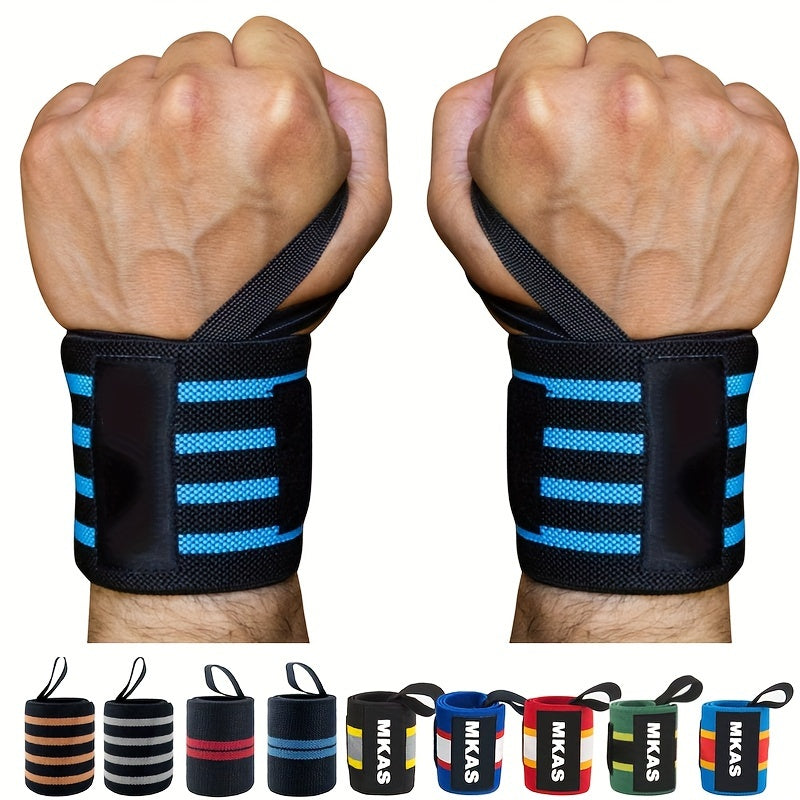 1 Pair of EUYIFET Adjustable Wrist Wraps for Weightlifting and Cross Training, with Padded Thumb Brace and Durable Polyester Straps in White/Pink/Black - Ideal for Gym Fitness and Injury