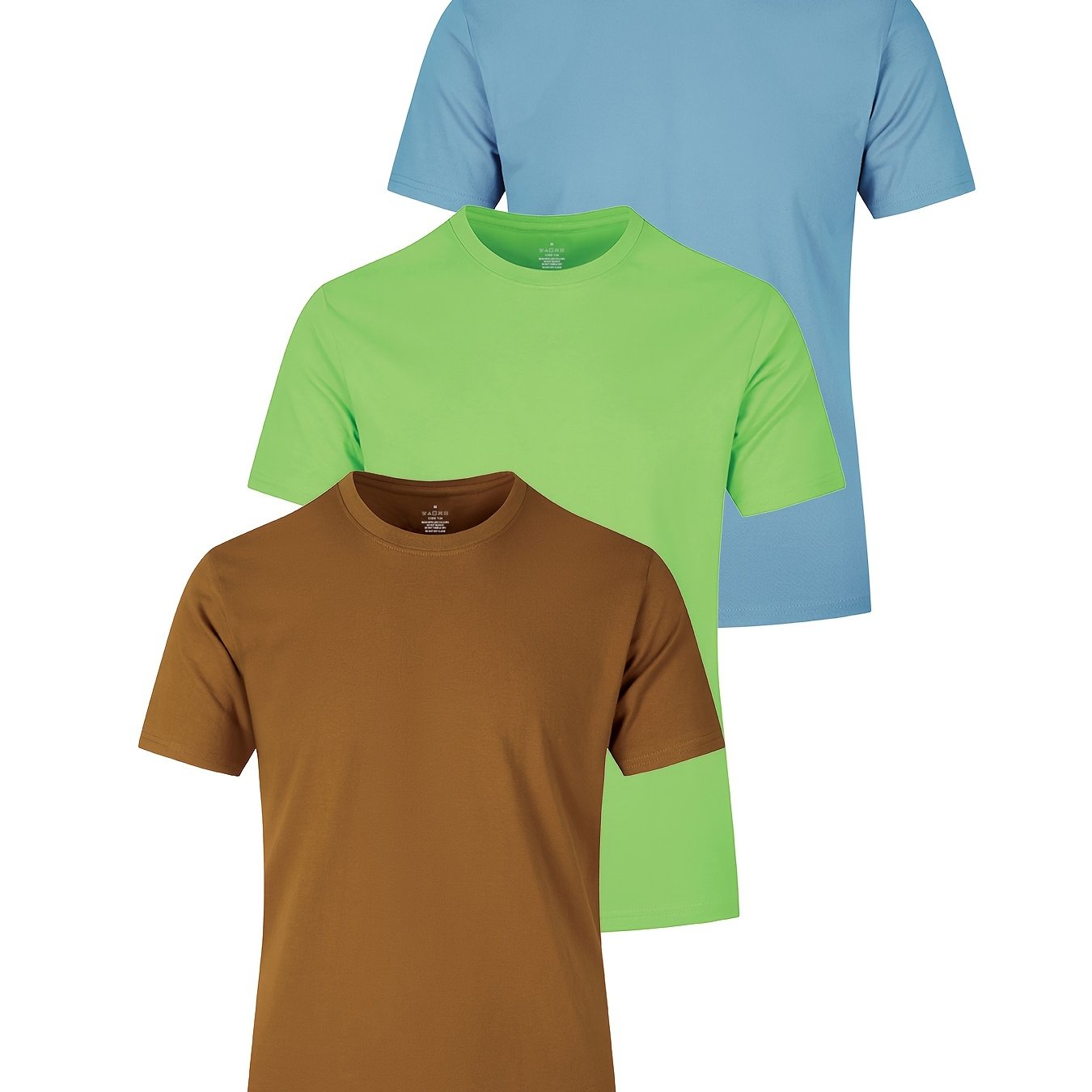 Set of 3 men's cotton short sleeve T-shirts in multiple colors for summer