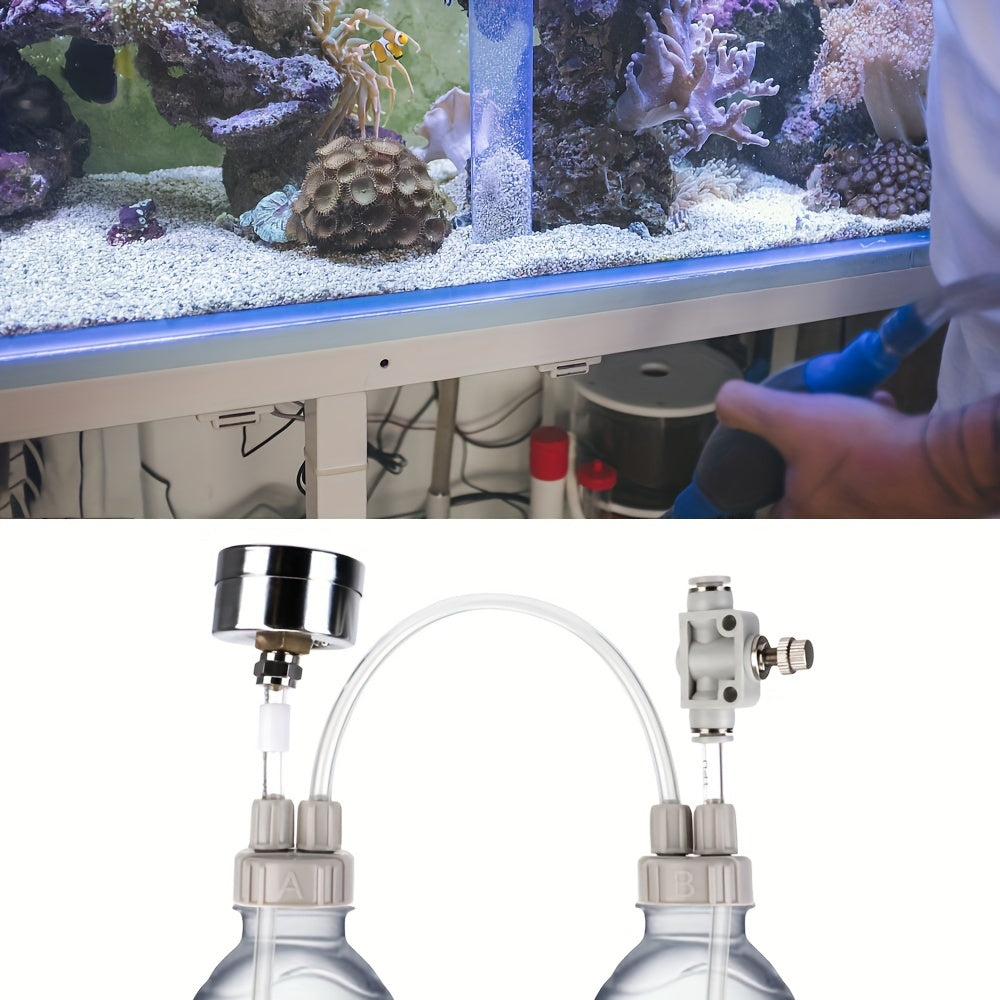 All-in-one DIY CO2 system for aquariums, includes diffuser valve and pressure device for underwater plants and fish. Great for all water grass varieties.