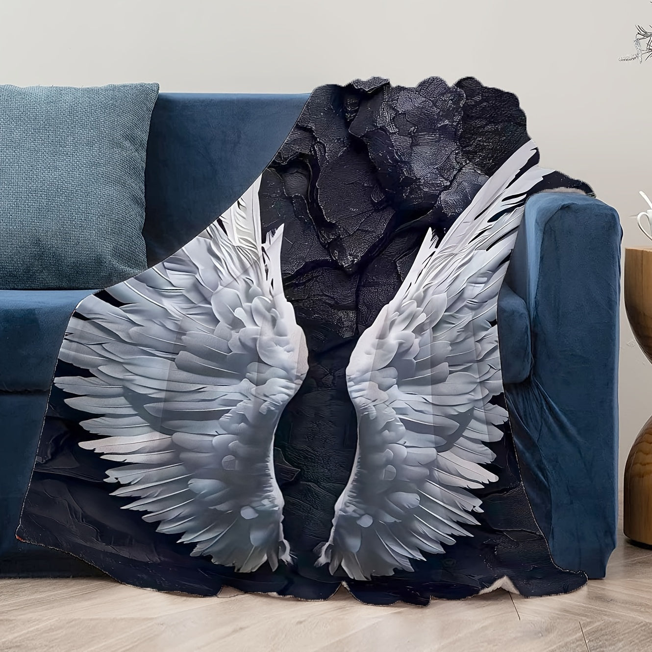 Soft Throw Blanket with Angel Wings Design - Perfect for Home, Sofa, Dorm, and Office Decor - Made from Cozy Knit Fabric for Year-Round Comfort