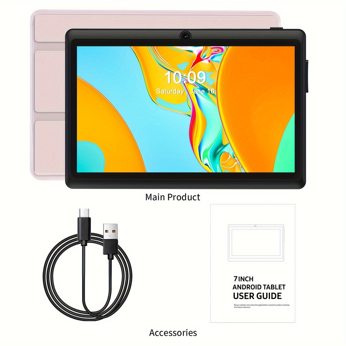 PRITOM 7-inch Android 13 Tablet with Protective Case, 4GB RAM, 32GB ROM, Quad-Core Processor, 1TB Expansion, HD IPS Display, Dual Cameras, Dual WiFi, New Tablet 2025.