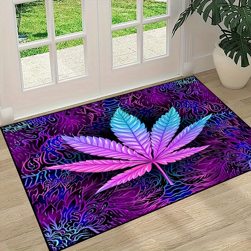 Soft, Non-Slip & Washable Polyester Area Rug with Psychedelic Leaf Print - Perfect for Living Room, Bedroom, and Home Decor