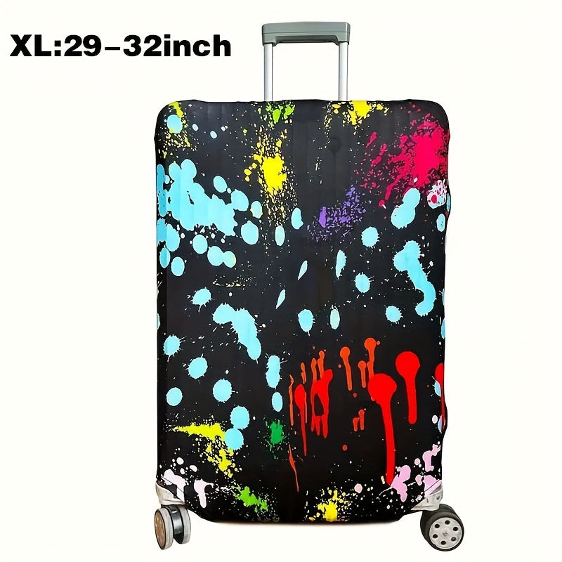 Cartoon patterned elastic luggage cover for travel suitcase or trolley duffle case.