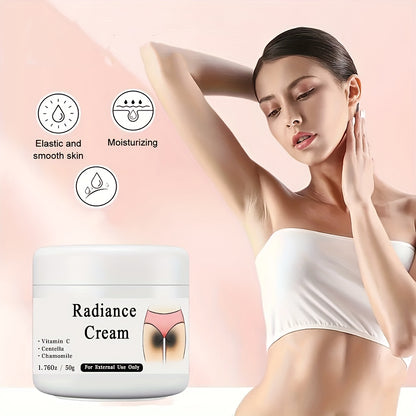 50g Radiance Cream with Vitamin C for private parts, underarms, and joints to improve melanin appearance and illuminate inner butt and thigh skin. 1.76oz.