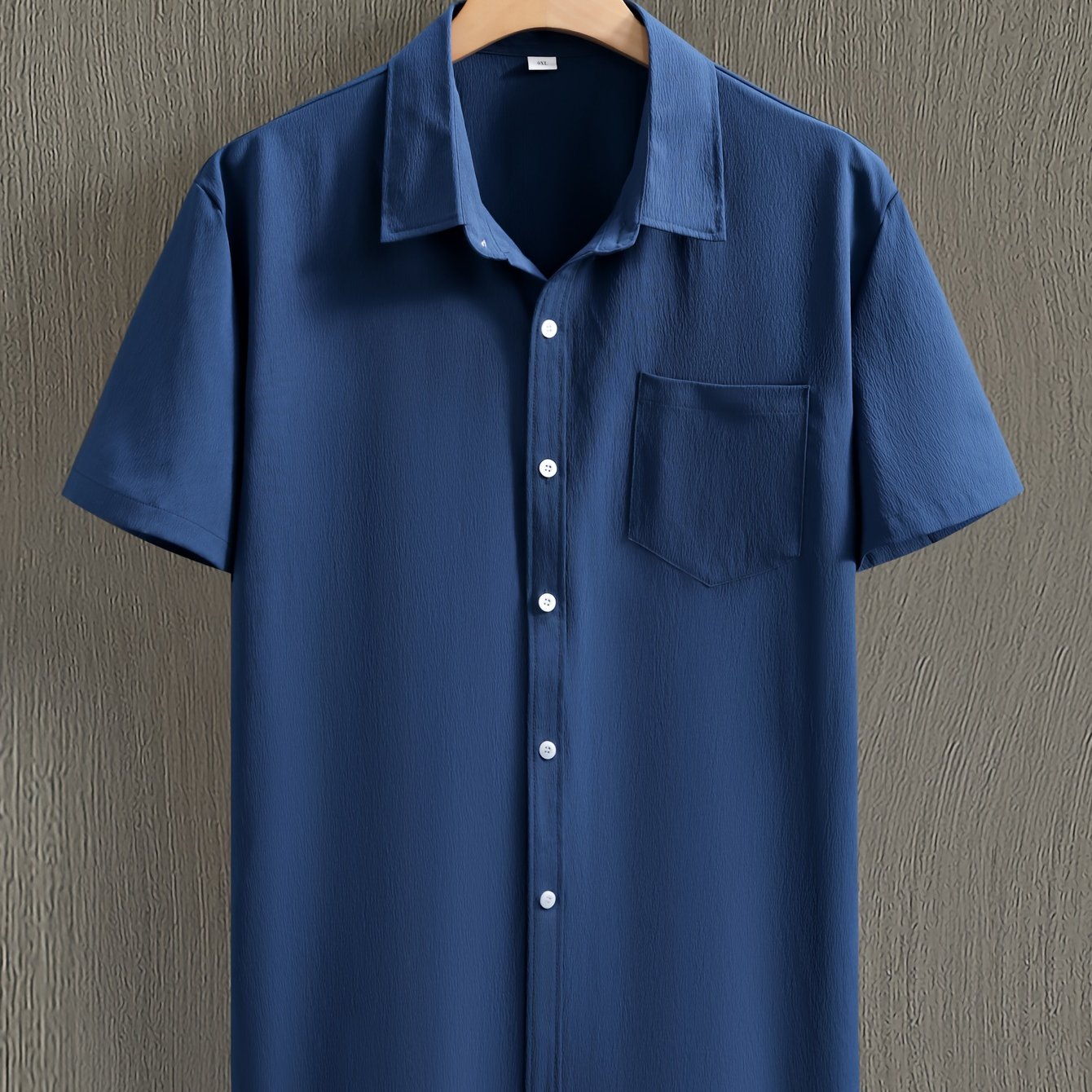 Men's plus size summer shirt, casual style with washed wrinkles effect.