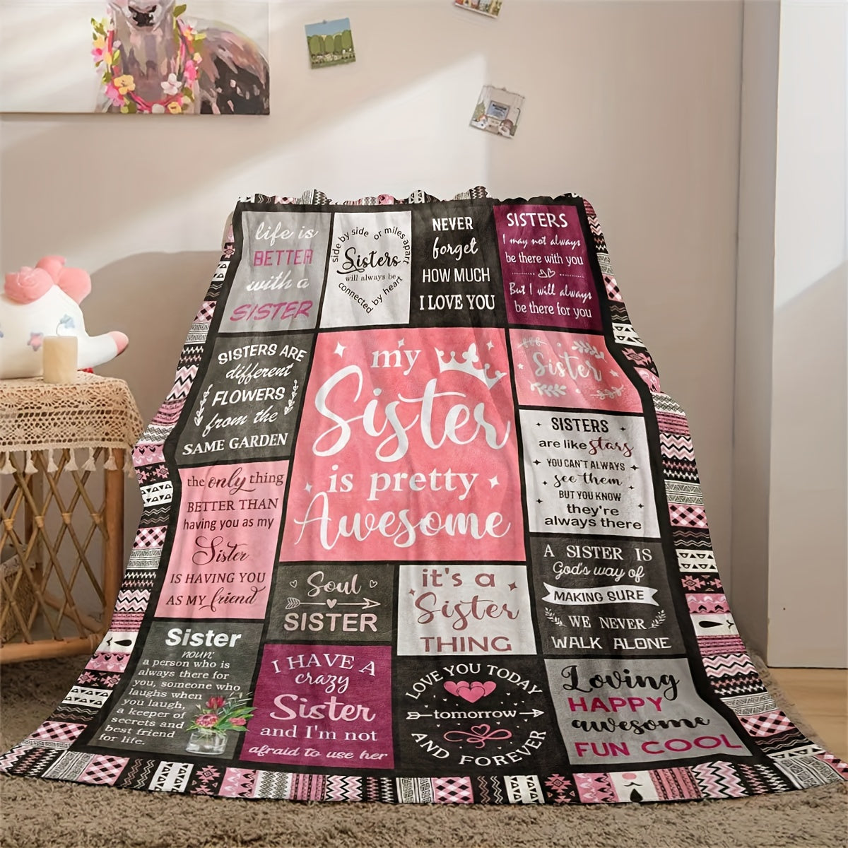 Gifts for Sisters: Sister Birthday Gifts, Best Friend Birthday Gifts for Women; Blanket for Little Sister - Perfect for Christmas and Thanksgiving; Big Sister Gifts for Bed, Couch, or Chair