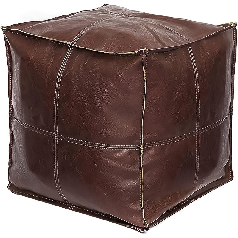 Moroccan Style Waterproof & Scratch-Resistant Faux PU Leather Pouf Ottoman Cover, 44.96cm, Unstuffed, Perfect for Living Room, Balcony, Office, Outdoor, Great Christmas Decor Gift