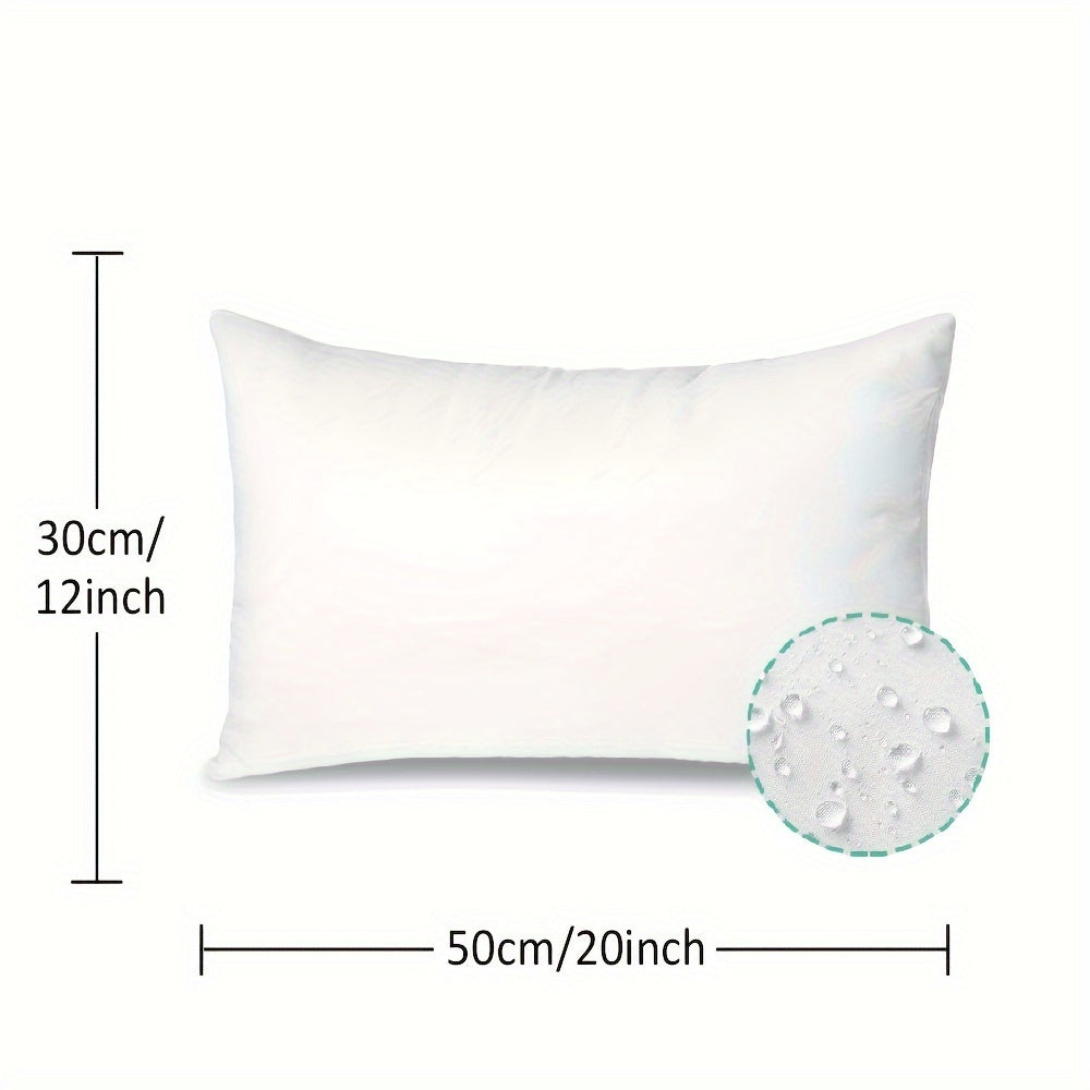 Waterproof and oil-resistant white waist pillow core, suitable for indoor/outdoor use in various settings, machine washable. Dimensions: 30.48x50.8 cm.