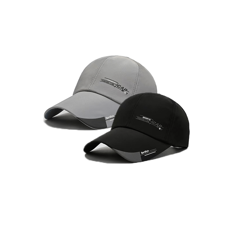 Set of two stylish men's baseball caps with unique details, perfect for gifting.