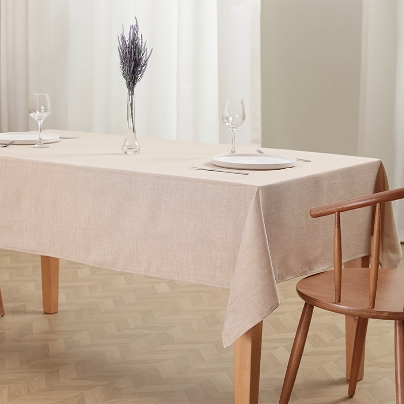 Thick rectangular polyester tablecloth in a modern solid color.