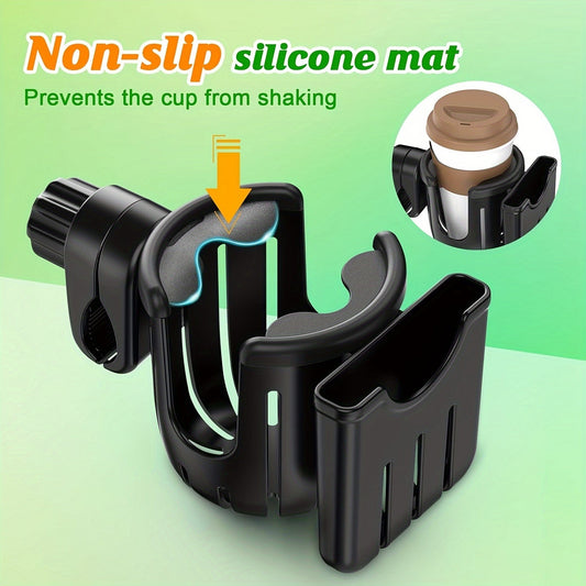 The stroller cup holder for youngsters, complete with a mobile phone holder, can be easily attached to wheelchairs, bicycles, scooters, and strollers. A convenient accessory for parents and caregivers, it also makes a great gift for women and men.