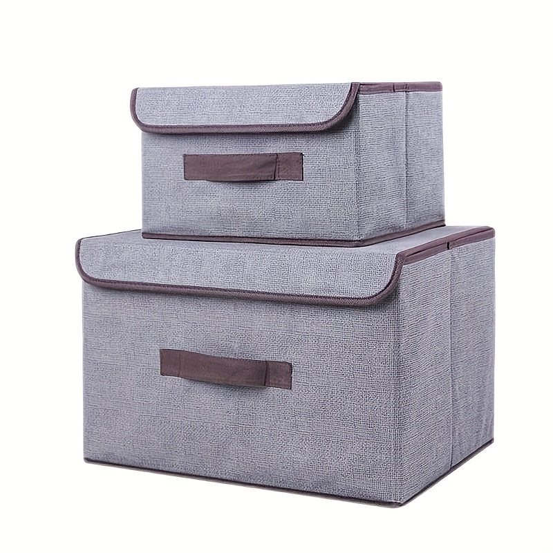 Rectangular Canvas Storage Boxes with Classic Design - Waterproof and Foldable, Ideal for Organizing Home, Kitchen, Closet, Clothing, Toys, Miscellaneous Items, and Under-Bed Storage.