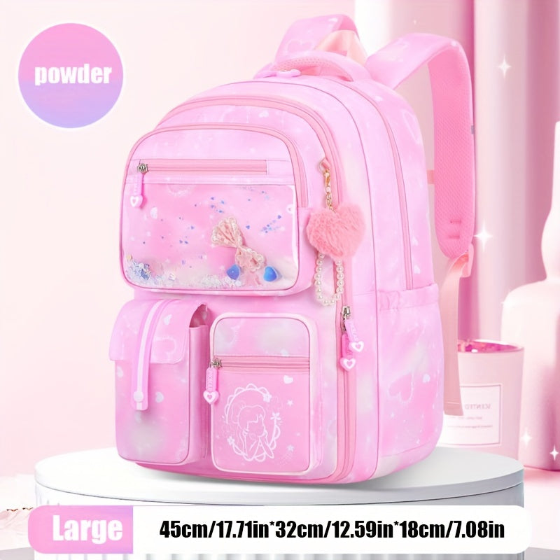 New children's backpack with gradient colors, waterproof and spine protection.