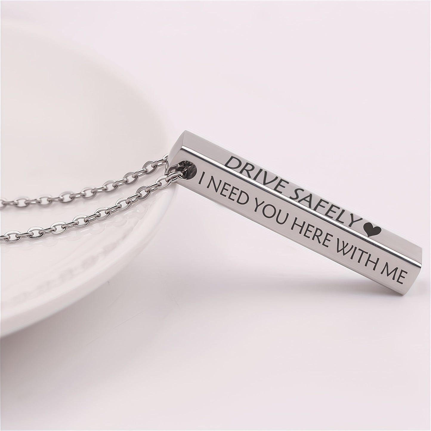 Customized Engraved Name Necklace - 3D Square Pendant available in Silvery, Golden, Rose Golden, and Black Stainless Steel. A sleek and stylish accessory perfect for women's daily wear or as a thoughtful gift. Personalized just for you, this necklace is