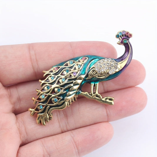 Elegant Vintage-Inspired Peacock Brooch Pin with Colorful Rhinestone Embellishment – Exquisite Personalized Animal Lapel Pin for Men and Women